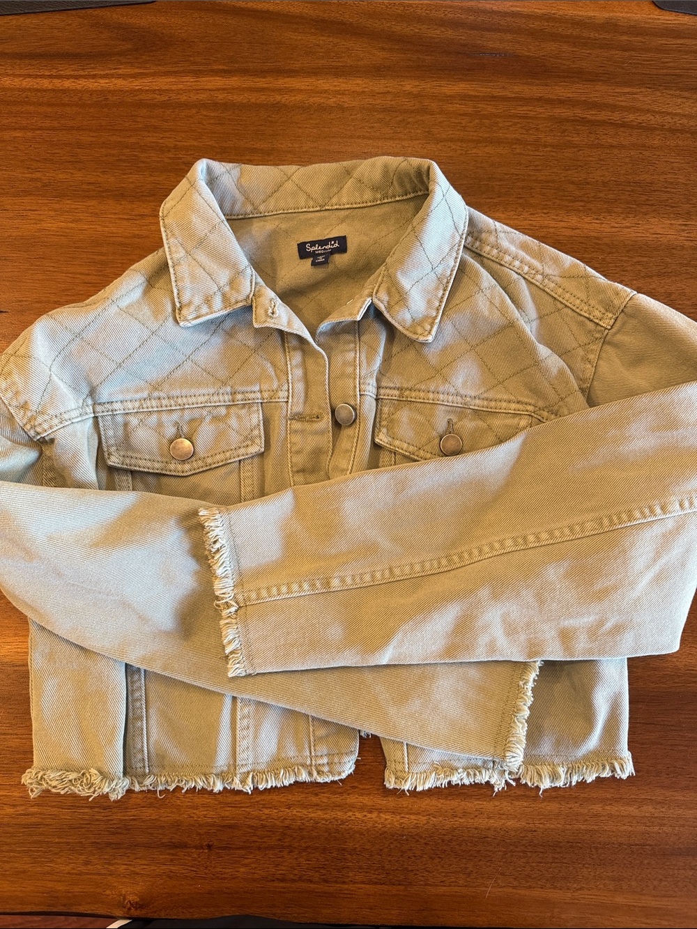 Splendid Quilted Taupe Button-Front Shirt Jacket